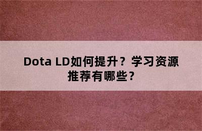 Dota LD如何提升？学习资源推荐有哪些？